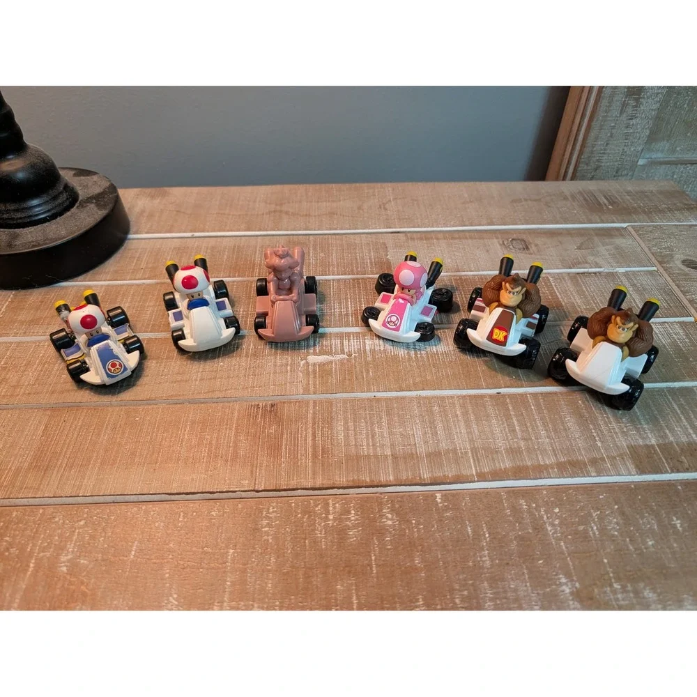 Nintendo Mario Kart Pull Back Racer Toy Lot Toad Donkey Kong Toadette Peach 6pc